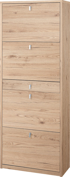 Scarpiera 4 Ante 1 Cassetto 63x164x29 cm Rovere Naturale