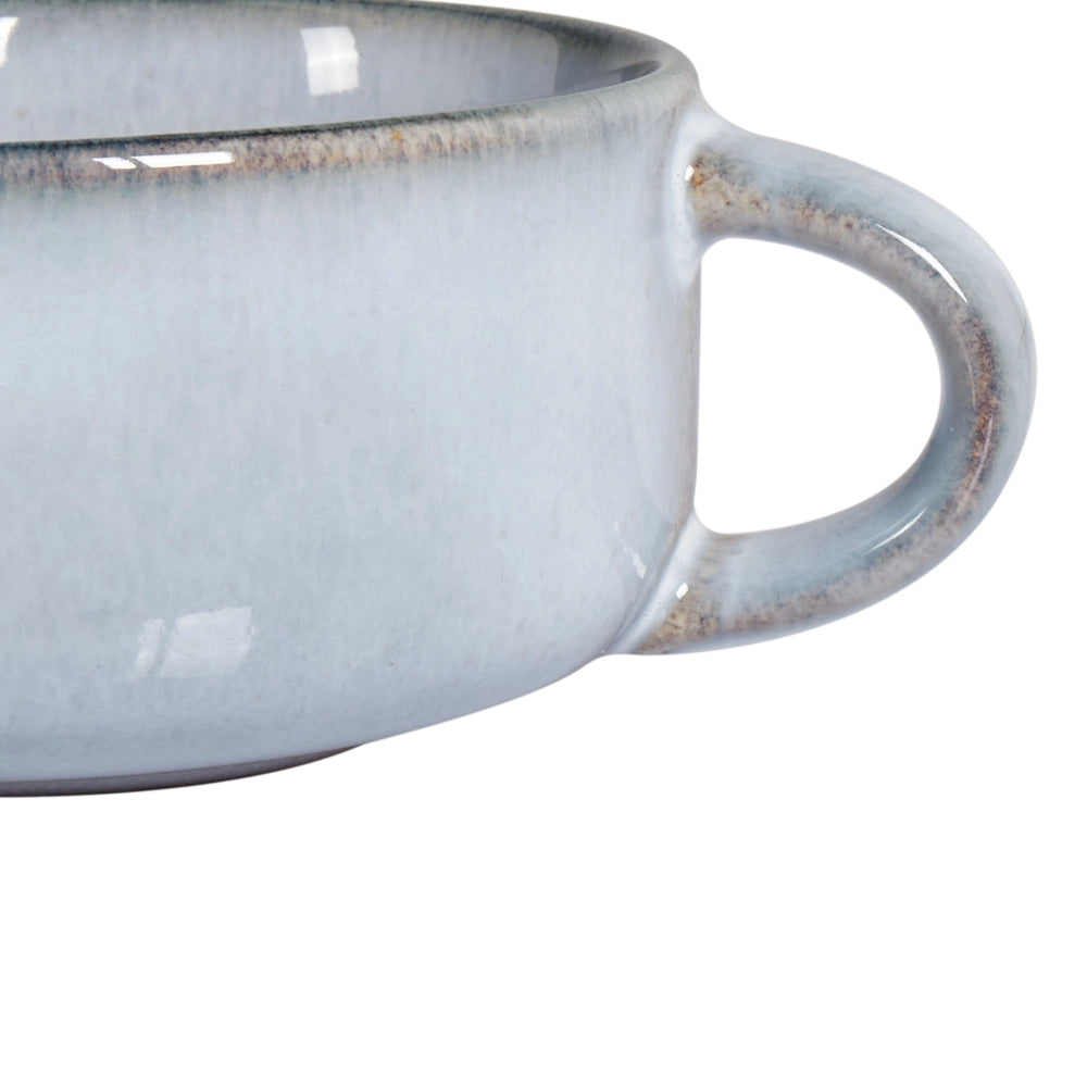 Set di 4 tazze con piattini Gres blu chiaro con finitura in smalto reattivo fatto a mano Servizio per 4 persone Tè Caffè Cucina Sala da pranzo