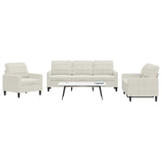Set di Divani 3 pz con Cuscini Crema in Velluto