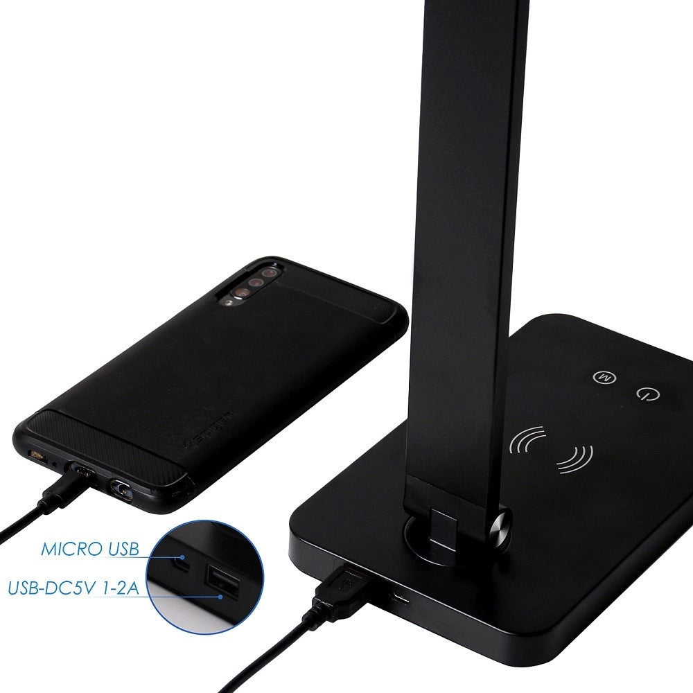 Trade Shop - Lampada Da Tavolo Led Da Scrivania Con Ricarica Wireless Per Cellulari Xc-2681 -