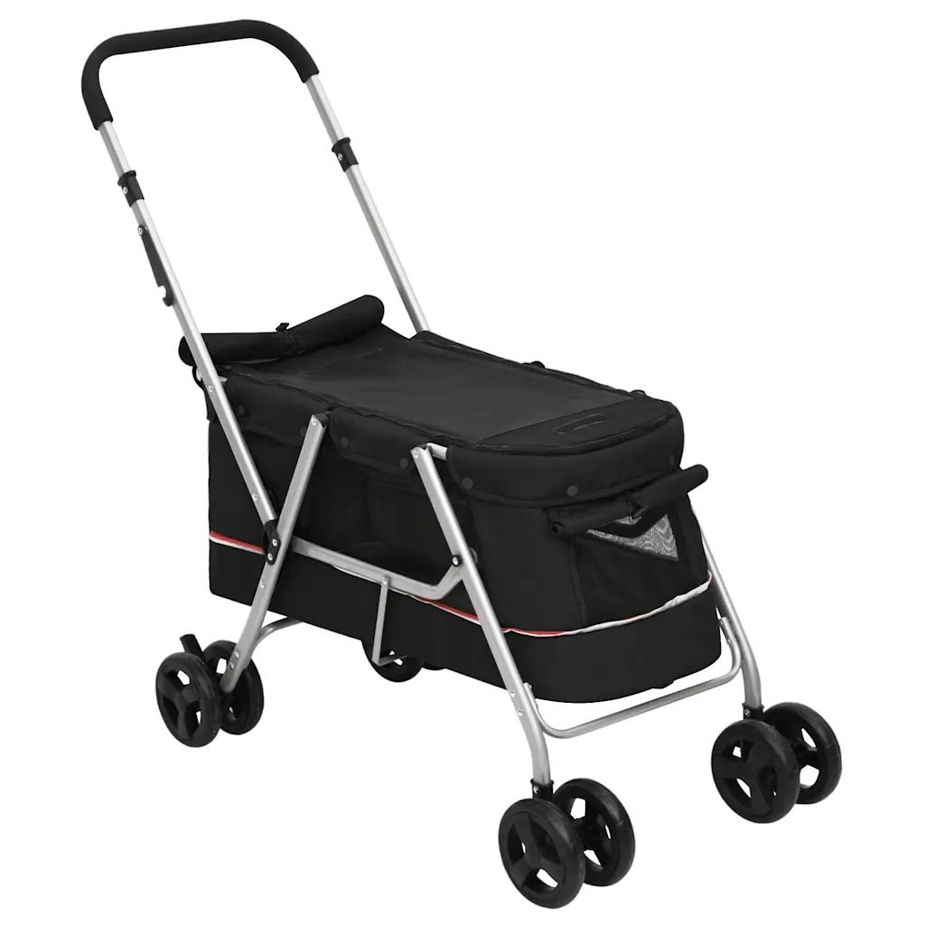 Passeggino per Cani Pieghevole Nero 100x49x96cm Tessuto di Lino CFW1638249