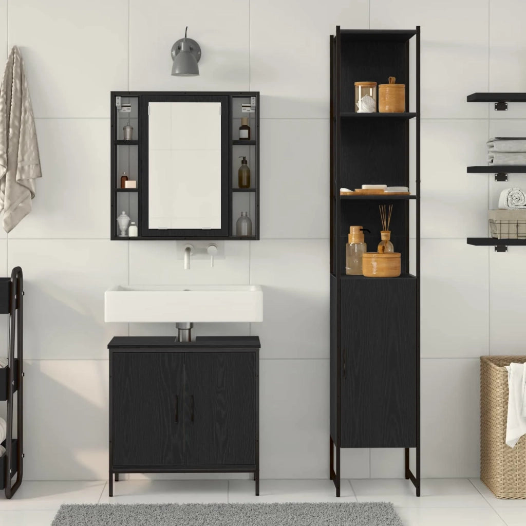 Unità da Bagno con lo scaffale 3 pcs Nero Legno multistrato 3334385