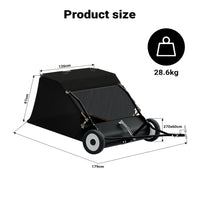 Spazzatrice trainata da prato per trattorini 105cm di larghezza Ruote in gomma da 266x60mm