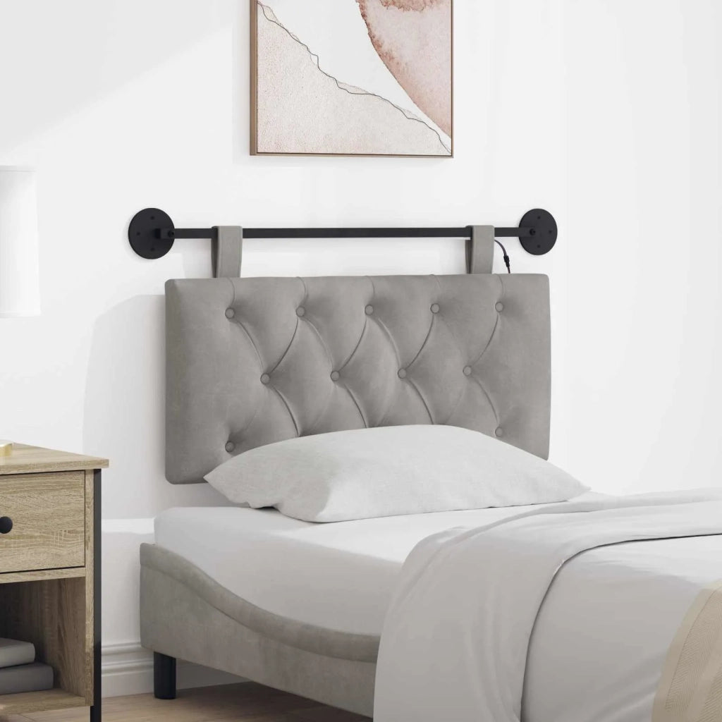 Testiera sospesa Con luce LED Grigio Chiaro Velluto