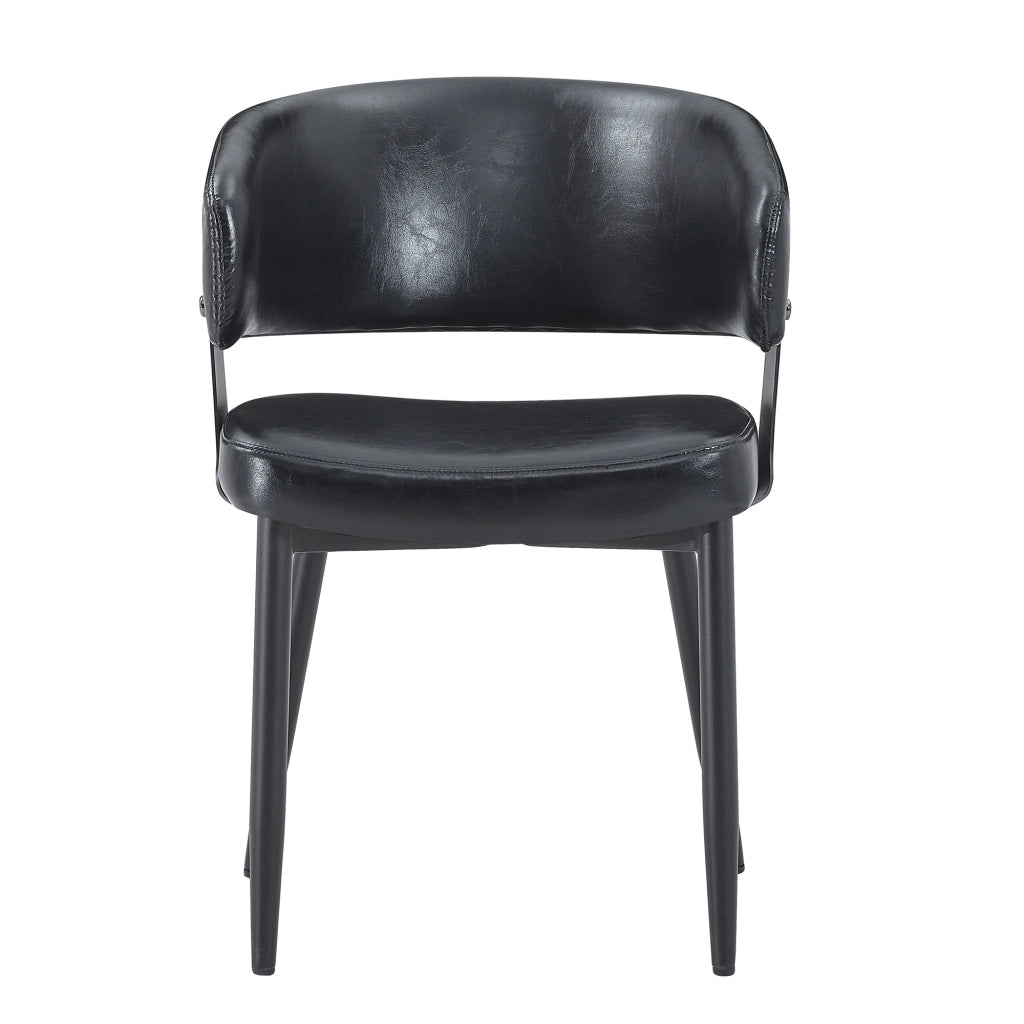 Sedie da sala da pranzo set di 2 con braccioli e schienale ergonomico, in similpelle e tessuto nero