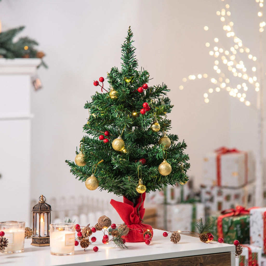 Albero di Natale con palline e luci LED ¨C zephmum ¨C 60 cm, multicolore