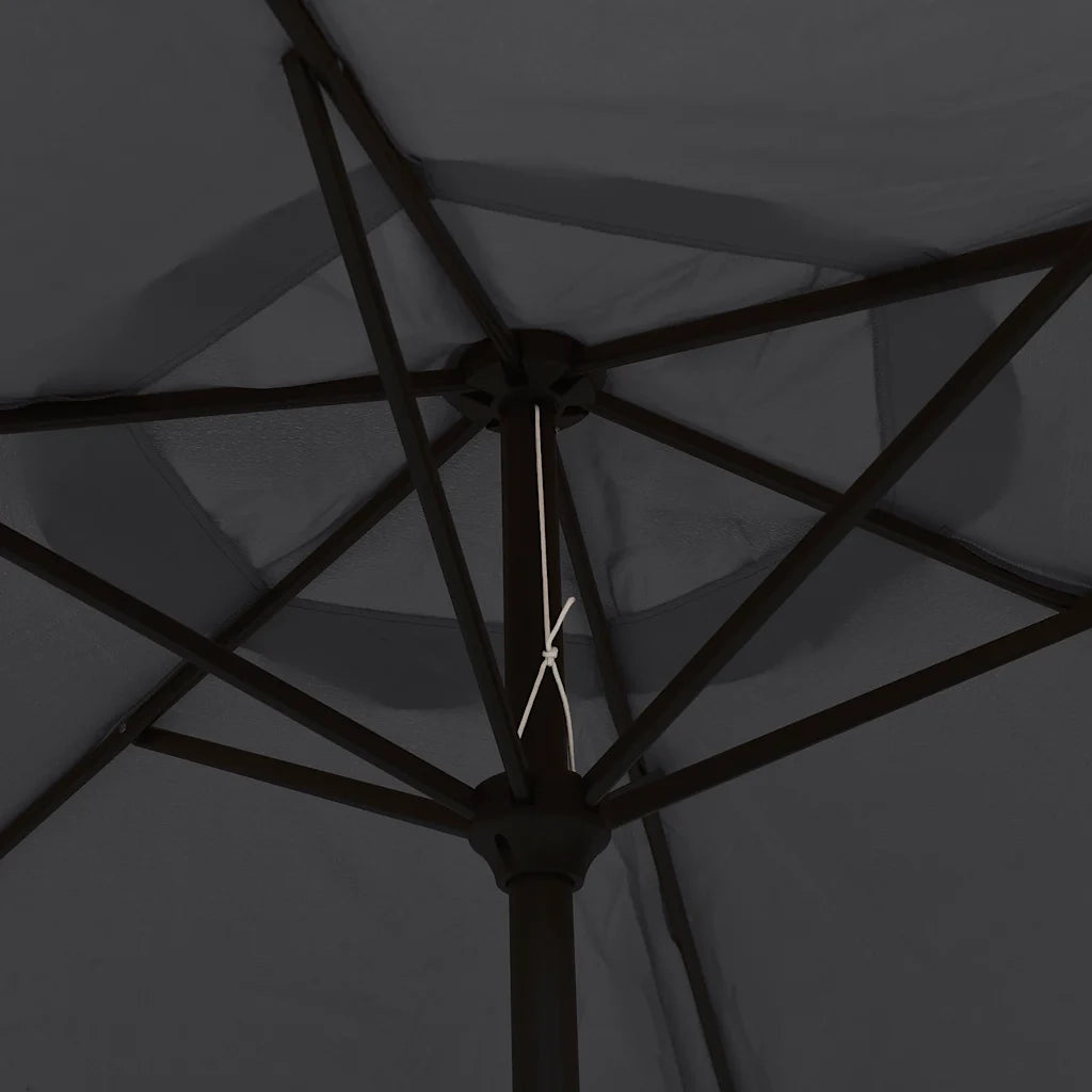Ombrellone da Esterni con LED-Ombrello da giardino e Palo in Acciaio 300 cm Nero