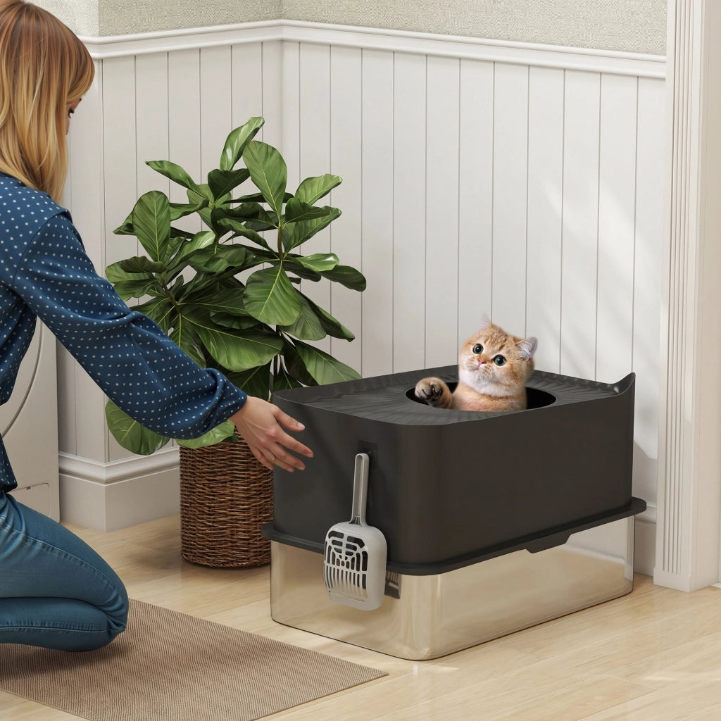 Lettera per Gatti ¨C zephmum ¨C Nero Acciaio Inox 60x40x38 cm
