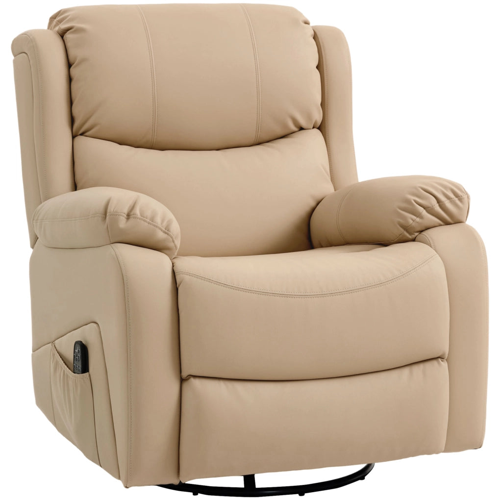 Poltrona Relax Reclinabile Massaggiante con Poggiapiedi ¨C zephmum ¨C Beige 87x97x100 cm