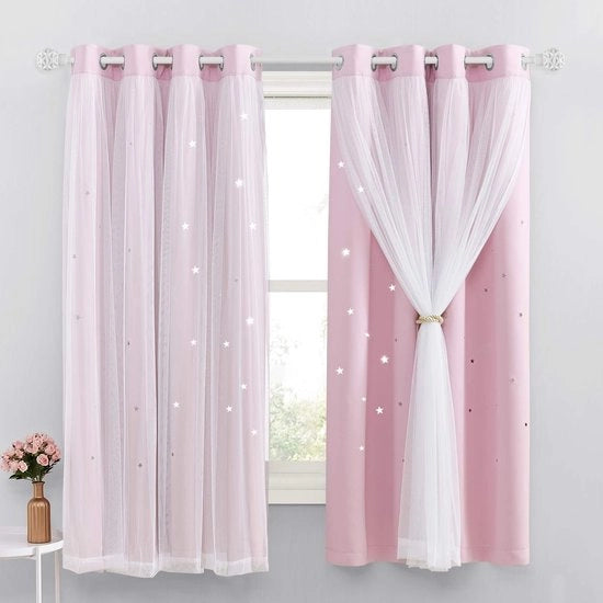 Tappeto di oscuramento per camera da bambino - 2 pezzi, rosa chiaro con stelle