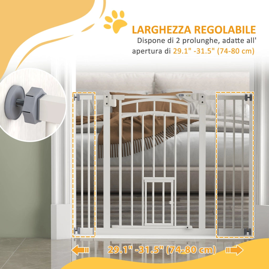 Cancellino per Cani Piccolo e Medio ¨C zephmum ¨C Acciaio e PA, Bianco, 74-100x76 cm