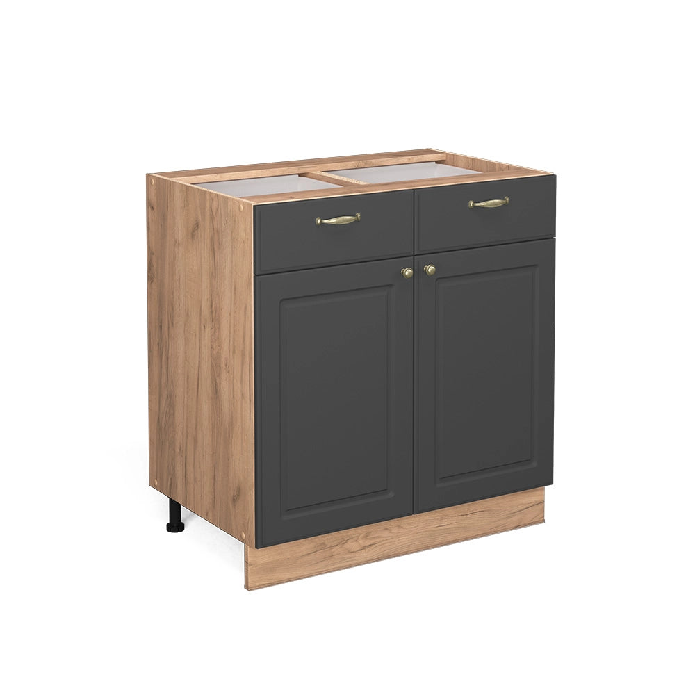 Vicco Mobiletto base per cucina Antracite-oro 80 cm senza piano di lavoro