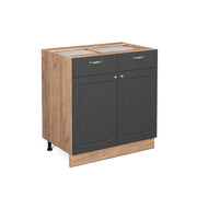Vicco Mobiletto base per cucina Antracite-oro 80 cm senza piano di lavoro