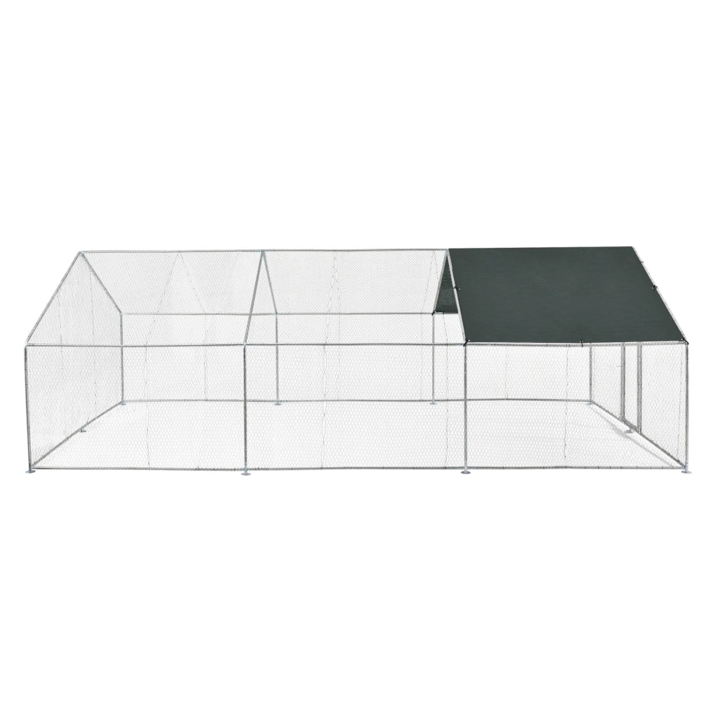 Gabbia per Pollame Wels con Tettuccio Parasole e Recinzione Rete Metallica 3x6x2 m pro.tec