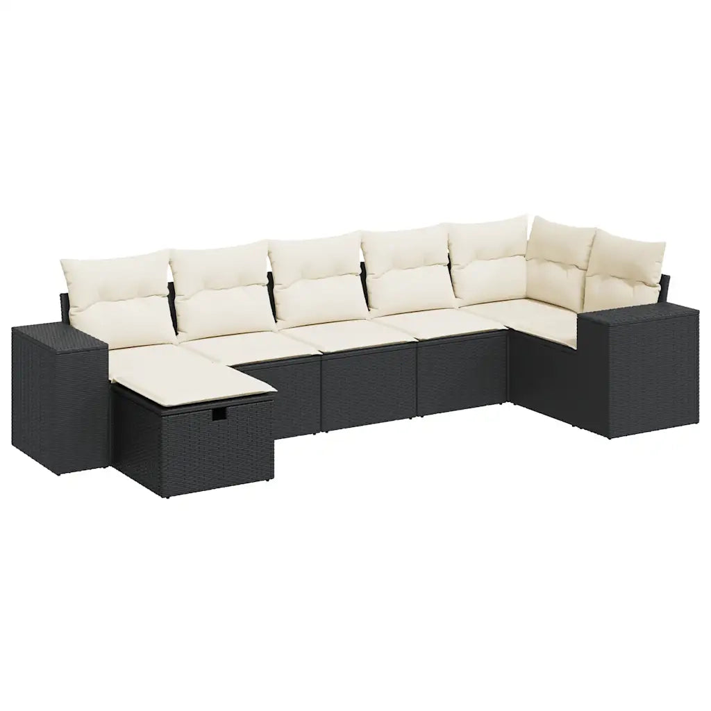 Set Divani da Giardino con Cuscini 7pz Nero Polyrattan 3325702
