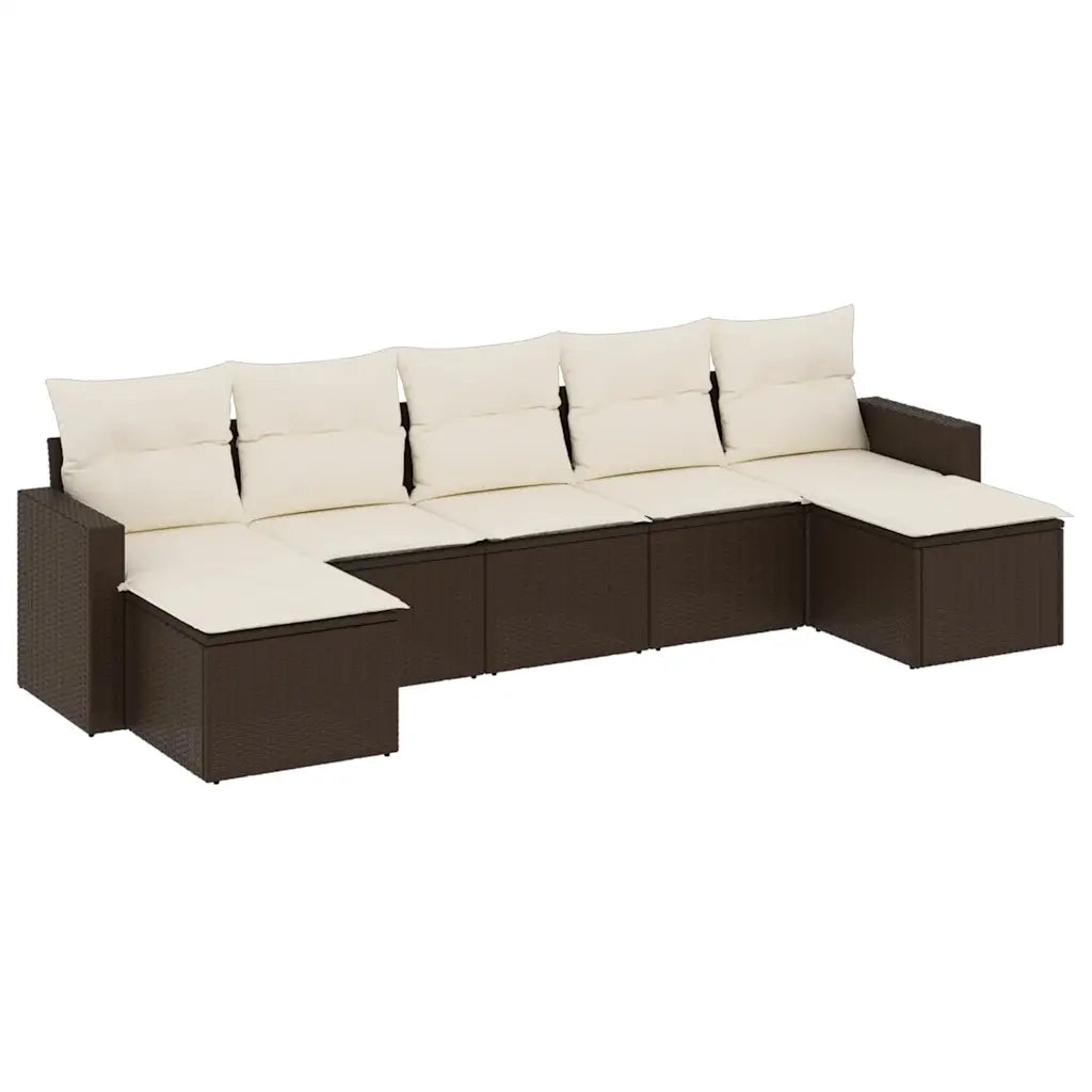 Set Divani da Giardino 7 pz con Cuscini Marrone in Polyrattan 3219333