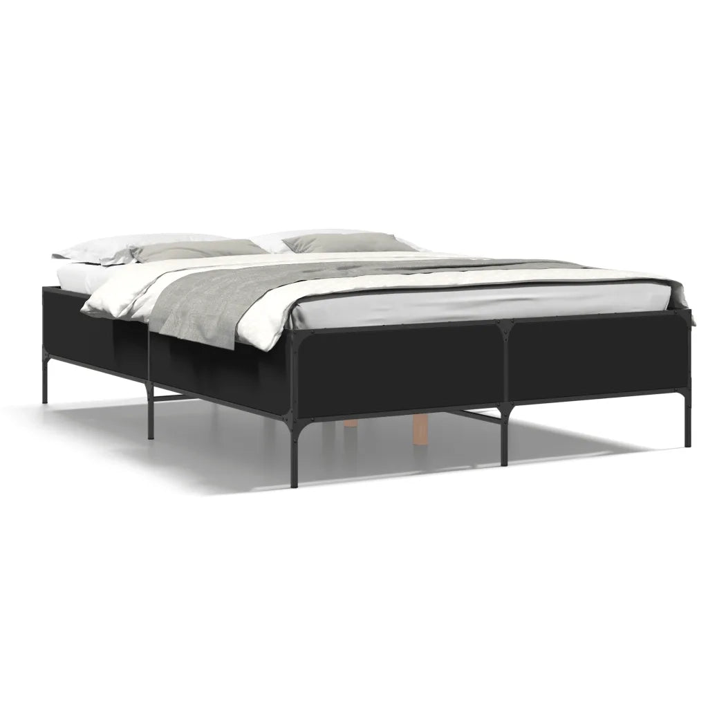 Giroletto-Struttura Letto Nero 140x190 cm in Legno Multistrato e Metallo 820334