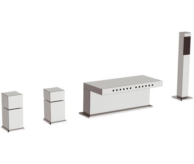 Miscelatore cube waterfall bordo vasca bocca con effetto multigetto