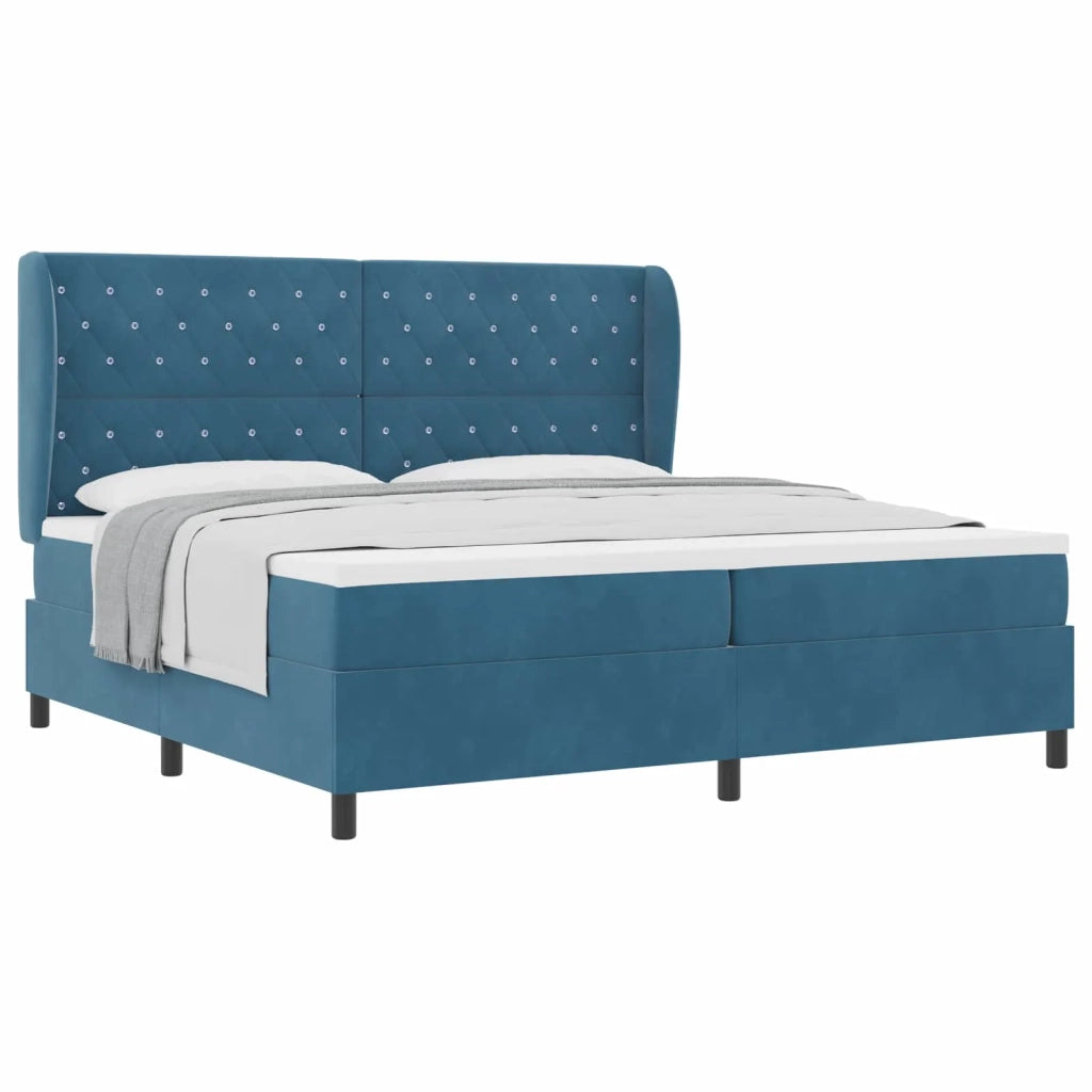 Letto a molle con materasso Blu Scuro 200 x 200 cm Velluto 3340896
