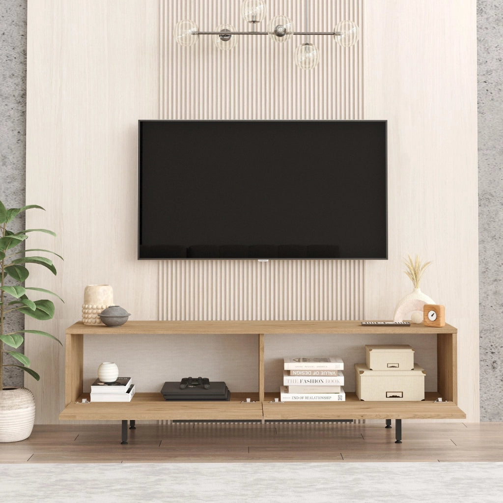 Porta TV in legno "Calvin" - 160 x 35 x 45 cm - Marrone
