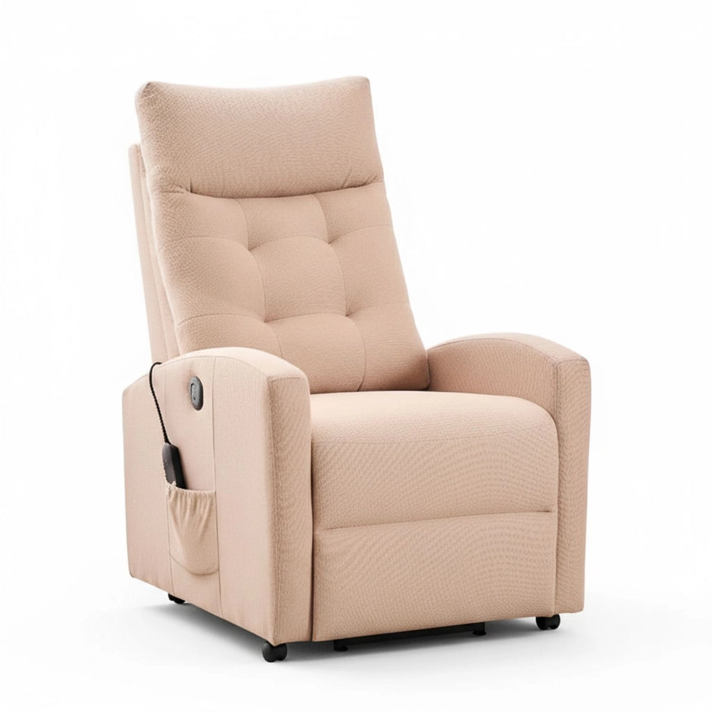 Marvin Poltrona Relax Reclinabile Elettrica con Poggiapiedi Solena, Seduta Ergonomica Massaggiante e Riscaldante i Beige
