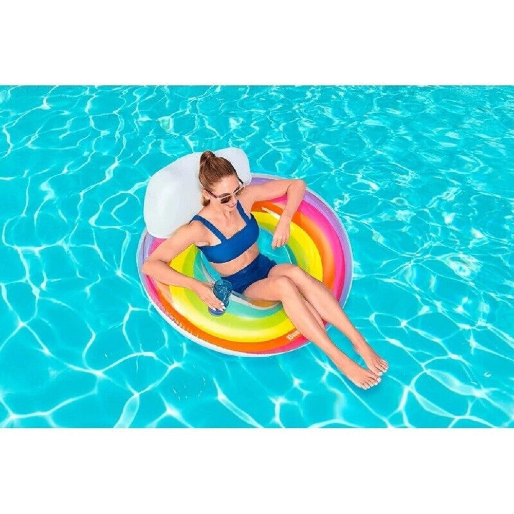 Trade Shop - Poltrona Gonfiabile Con Schienale Portabicchiere Fashion Rainbow Dream 107cm 43647 -