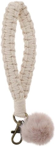 Sostegno per Chiavi in Stile Bohemien - Sostegno per Chiavi a Macramé - Piuma - Filo Cotonato - Ferro a Gancio - Disegno Artigianale - Anello per Chiave