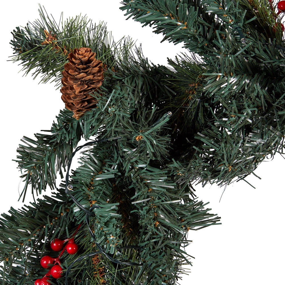 Festone Natalizio Sintetico con Illuminazione LED 180 cm Verde
