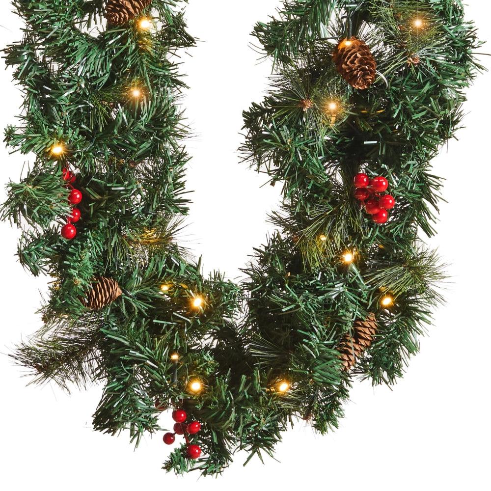Festone Natalizio Sintetico con Illuminazione LED 180 cm Verde