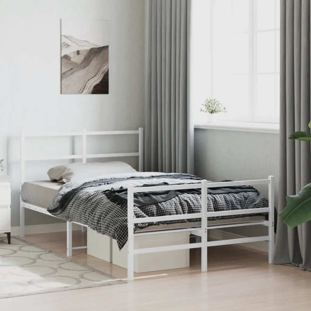 Giroletto con Testiera e Pediera Metallo Bianco 120x190 cmcod mxl 86528