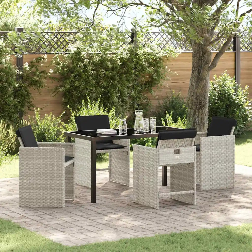 Set da Pranzo per Giardino 5 pz | Set Salotto da Giardino Grigio chiaro polyrattan