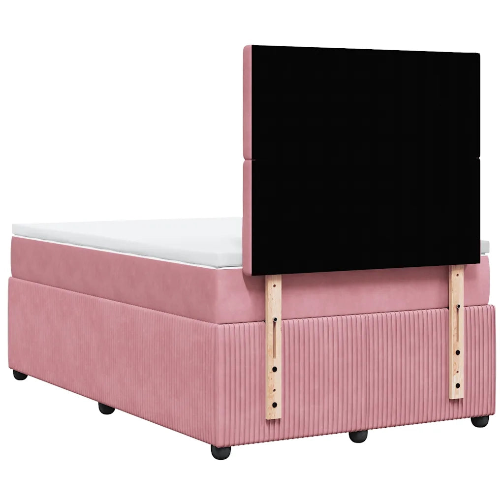 Giroletto a Molle con Materasso Rosa 120x190 cm in Velluto