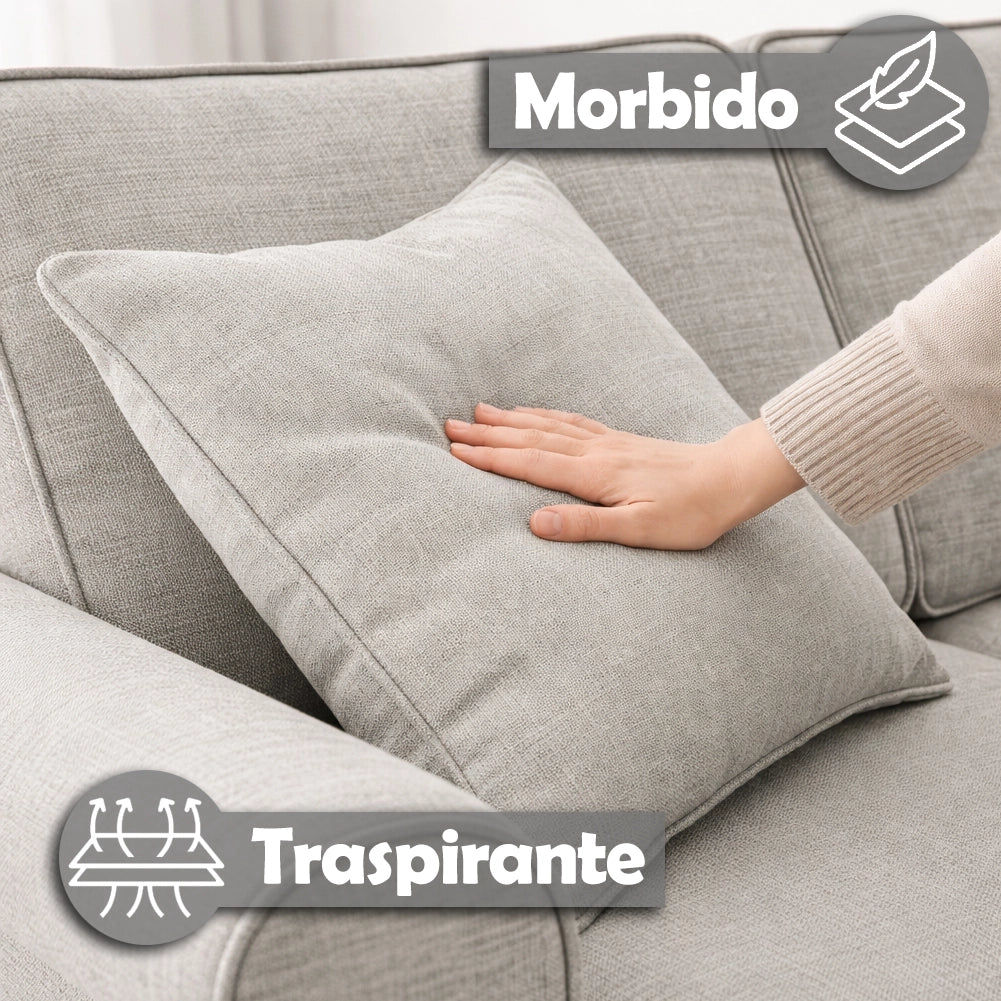 Divano Letto a 2 Posti Grigio con Cuscino Memory Ergonomico con Apertura Facile