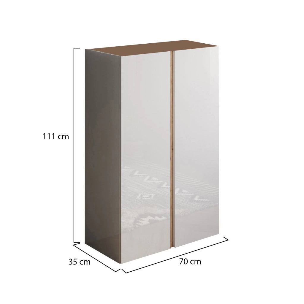 Vignone, Armadio Multiuso 2 Ante 5 Ripiani, 70x111h cm Bianco Lucido