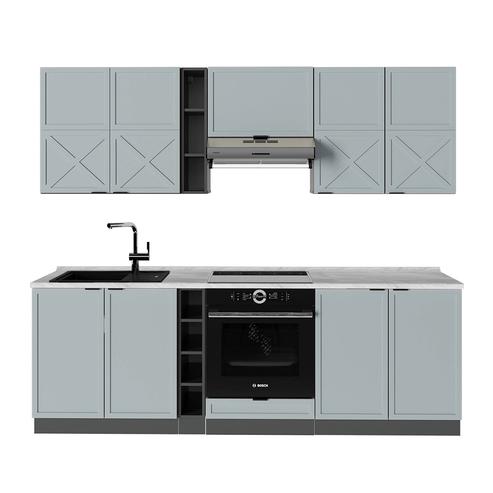 Cucina componibile Fame-Line Blu-grigio chiaro/Antracite 235 cm, PL Marmo Vicco