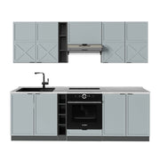 Cucina componibile Fame-Line Blu-grigio chiaro/Antracite 235 cm, PL Marmo Vicco
