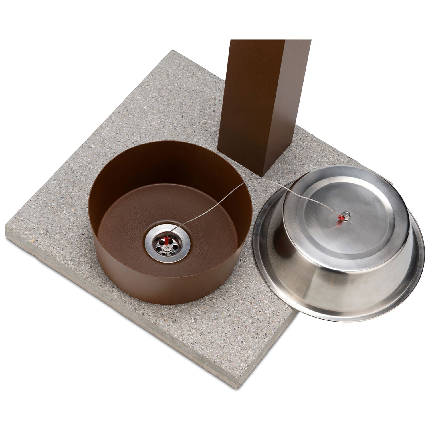 Fontana a Colonna Rubinetto Temporizzato con Base e Vaschetta Abbeveratoio Belfer 42/REX-P Antracite