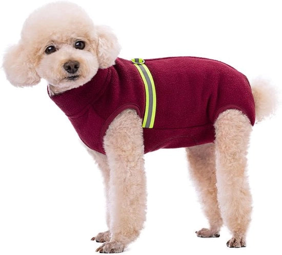 Gilet riflettente per piccoli cani, vestito riflettente per cani, abbigliamento per cuccioli, giacca calda, vestito per cani (rosso, L)