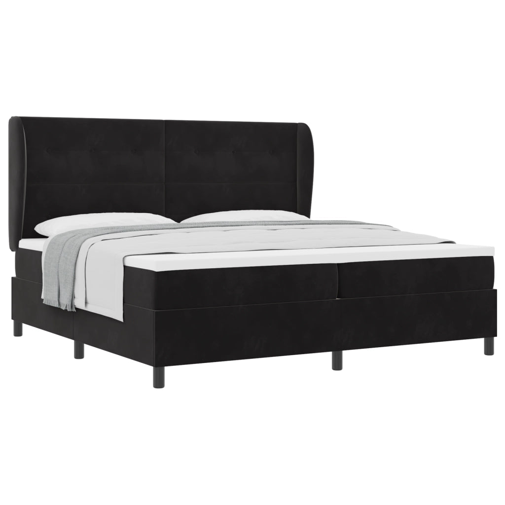 Letto Box Spring con Materasso Nero 200x200 cm Velluto