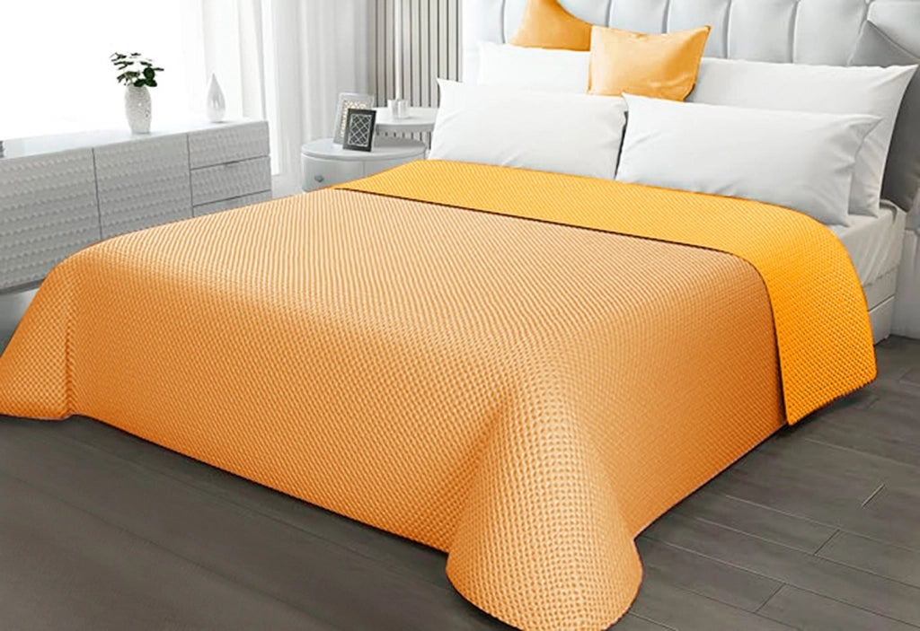 Trapunta Double Face MATRIMONIALE 250x250 cm Coperta Morbida Copriletto Tinta Unita Arancione
