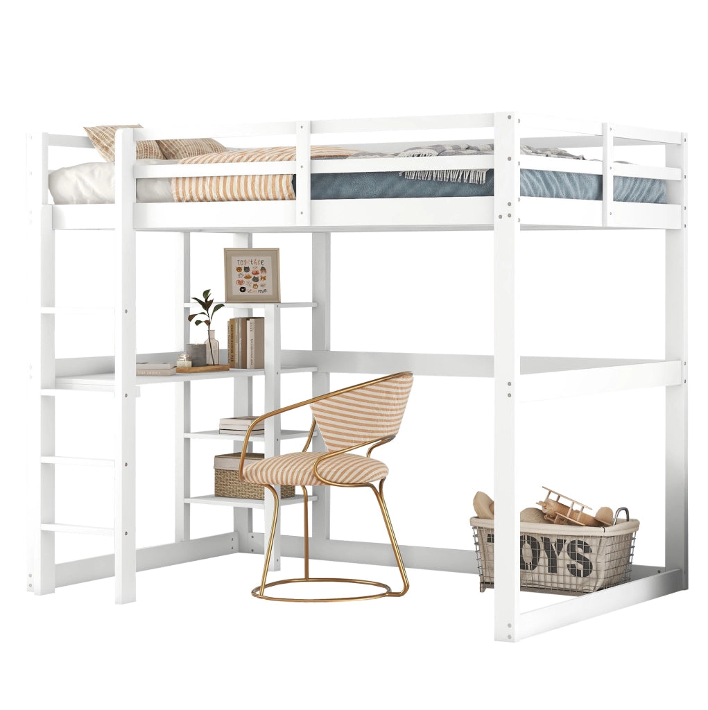 Letto a soppalco per bambini 140x200 cm con scrivania