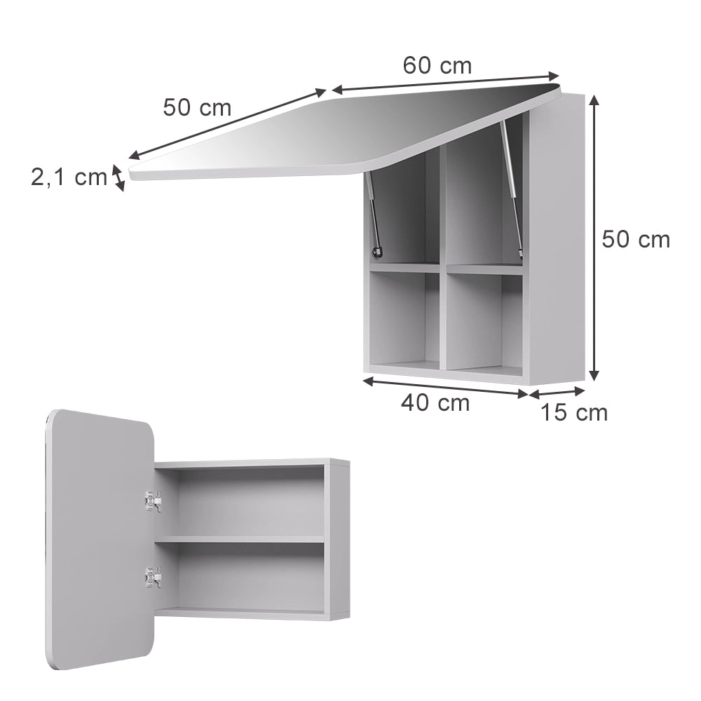 Vicco Specchio contenitore bagno Bianco 60 x 50 cm con ripiani