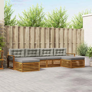 Set divani con cuscino 6 pcs Grigio Naturale e Chiaro