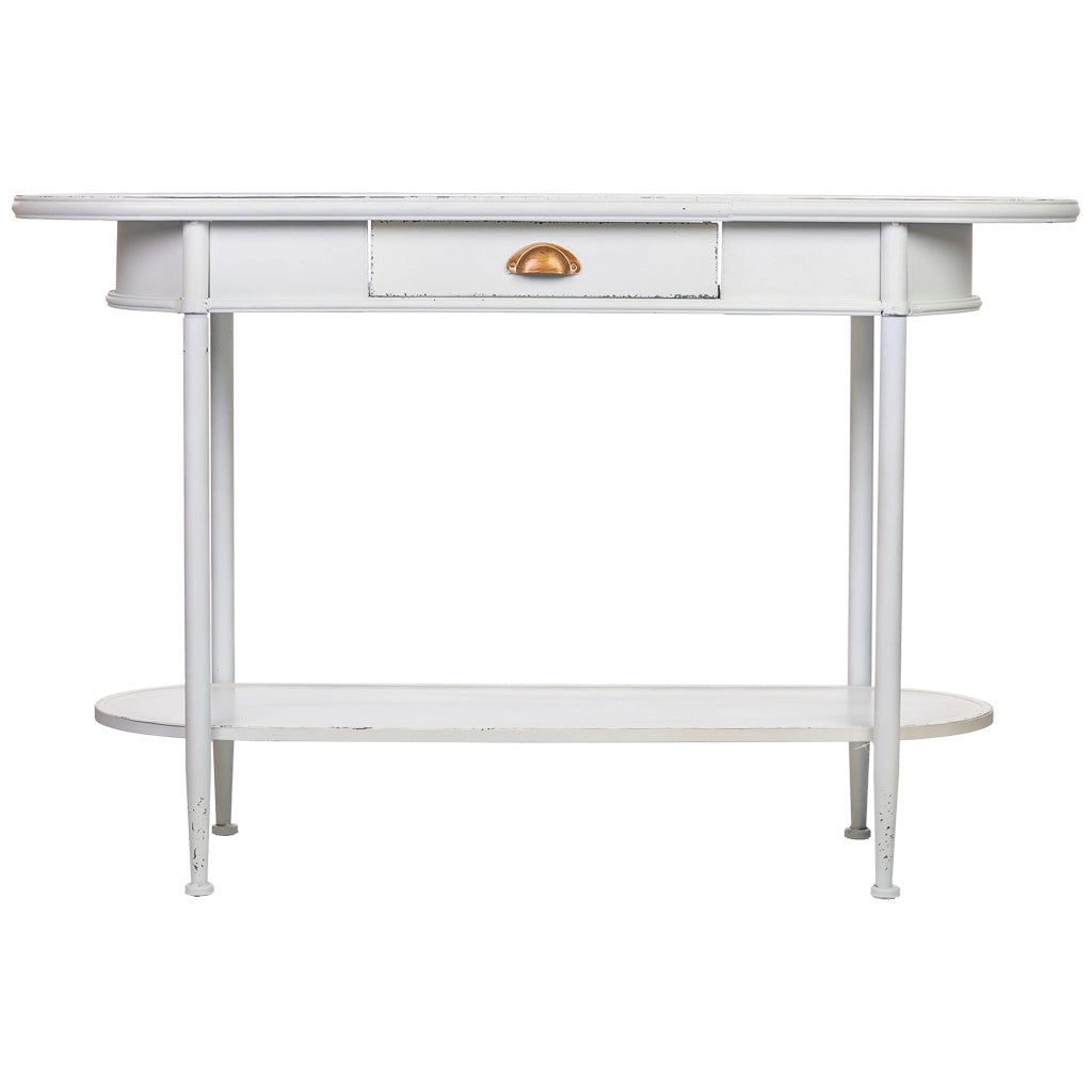 Mobili d'ingresso 1 cassetto e ripiano in metallo bianco 120x41x75h cm