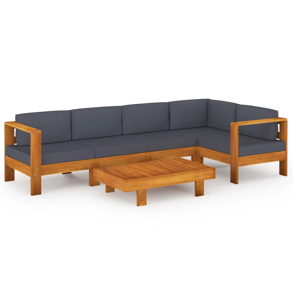 Set di mobili da giardino mobili da esterno 6 pezzi con cuscini legno di acacia grigio scuro 02_0016788