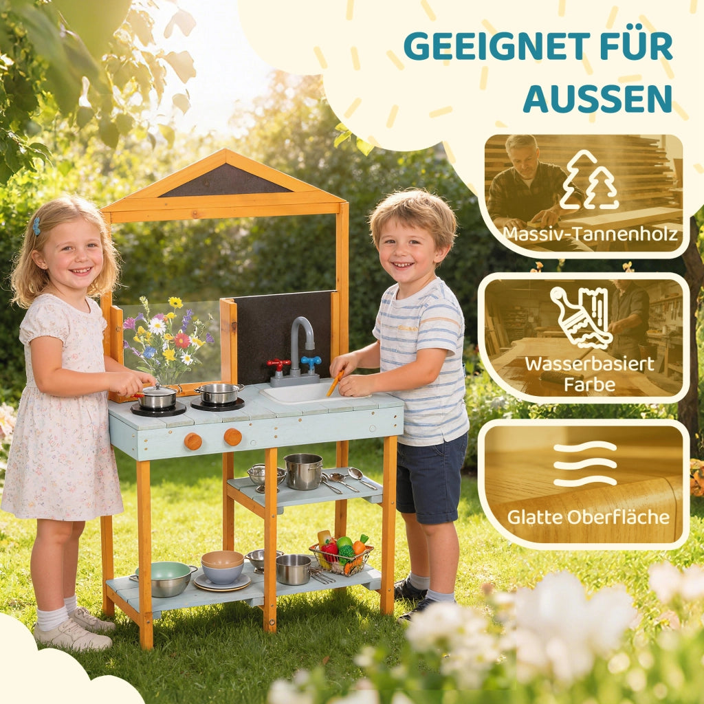Cucina Gioco Fango Legno Bambini ¨C Xylo ¨C Outdoor con Lavabo Scaffale Blu 3-8 Anni