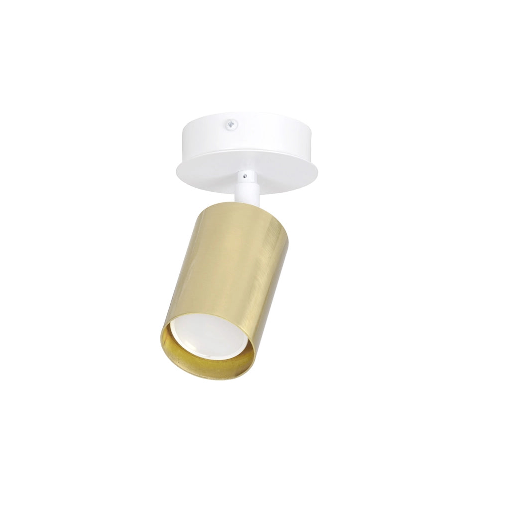 Faretto Spot Moderno Regolabile 1 Luce Guanyin A Cilindro In Acciaio Bianco E Oro