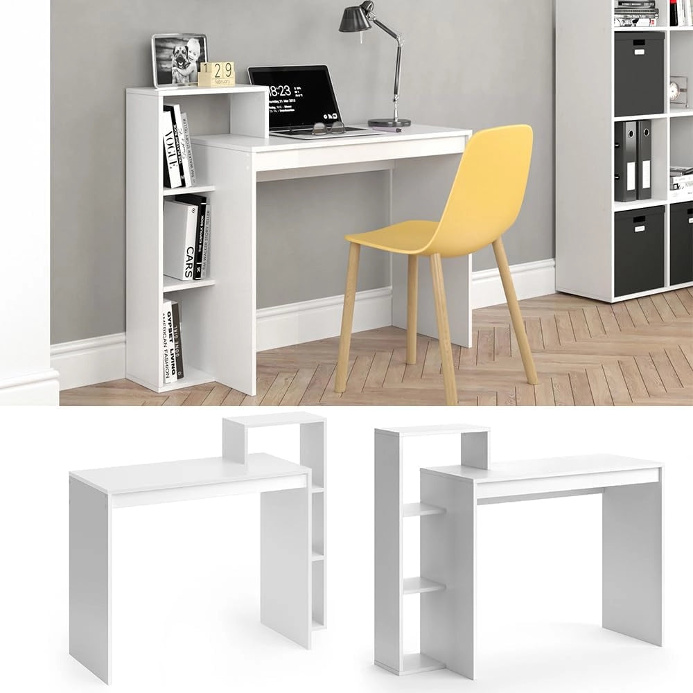 Scrivania con ripiani Leo, Bianco, 110 x 40 cm