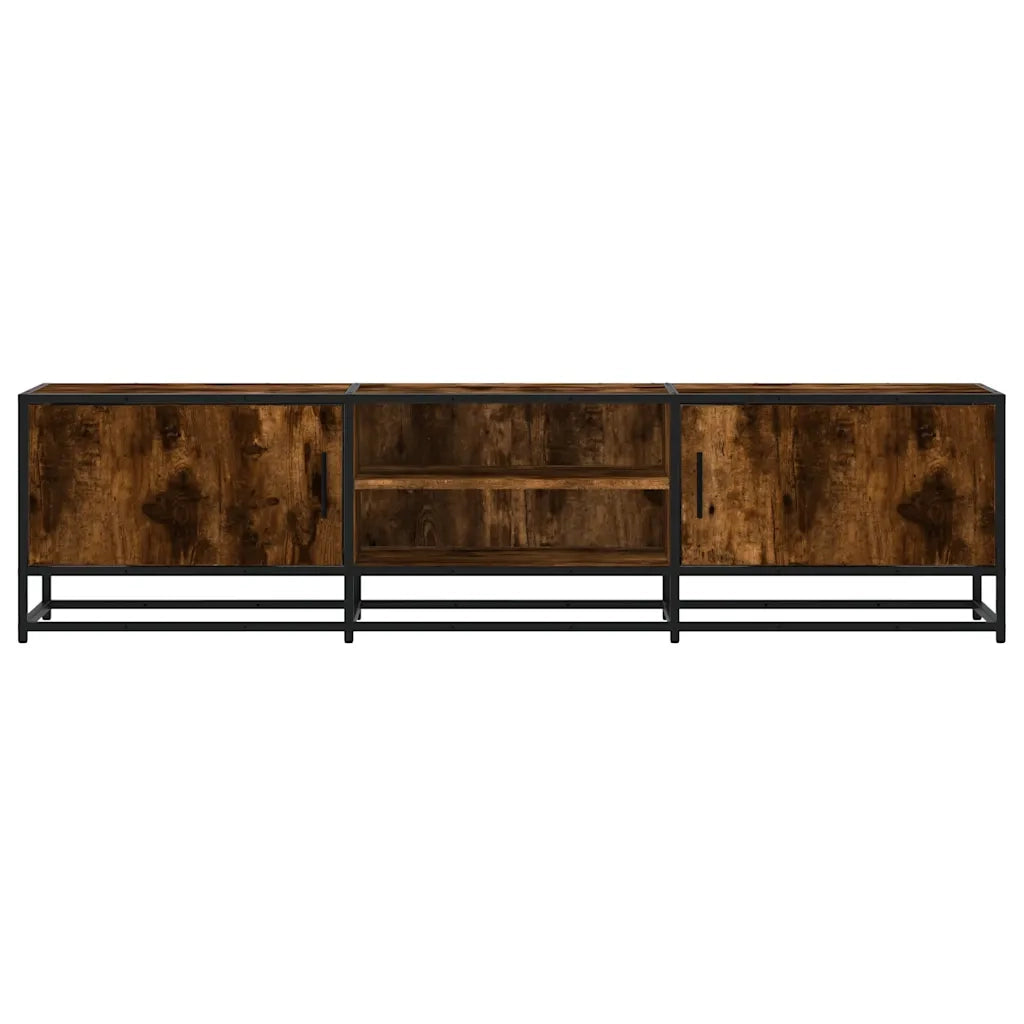 Mobile TV Rovere Fumo 160x35x41 cm Legno Multistrato e Metallo 848846