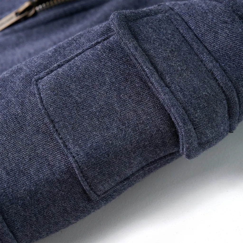 Felpa con Cappuccio e Cerniera per Bambini Blu Scuro Mélange 92 12949